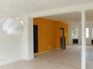 Hase Kaminofen, Funkenschutz Viafliesen.